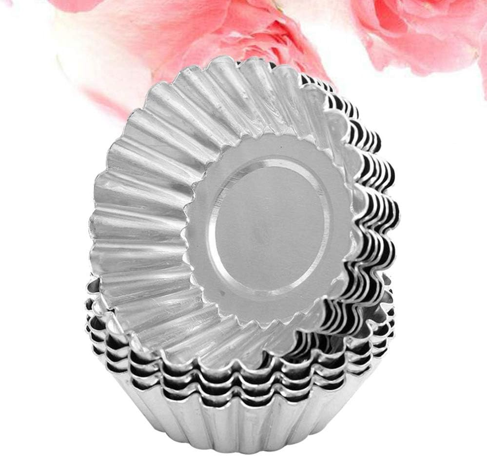 Cabilock 100pcs Nonstick Egg Tart Moulds Tin Baking Cups for Cupcakes Cakes Cookies Metal Tart Baking Tools for Muffins Pies and Desserts