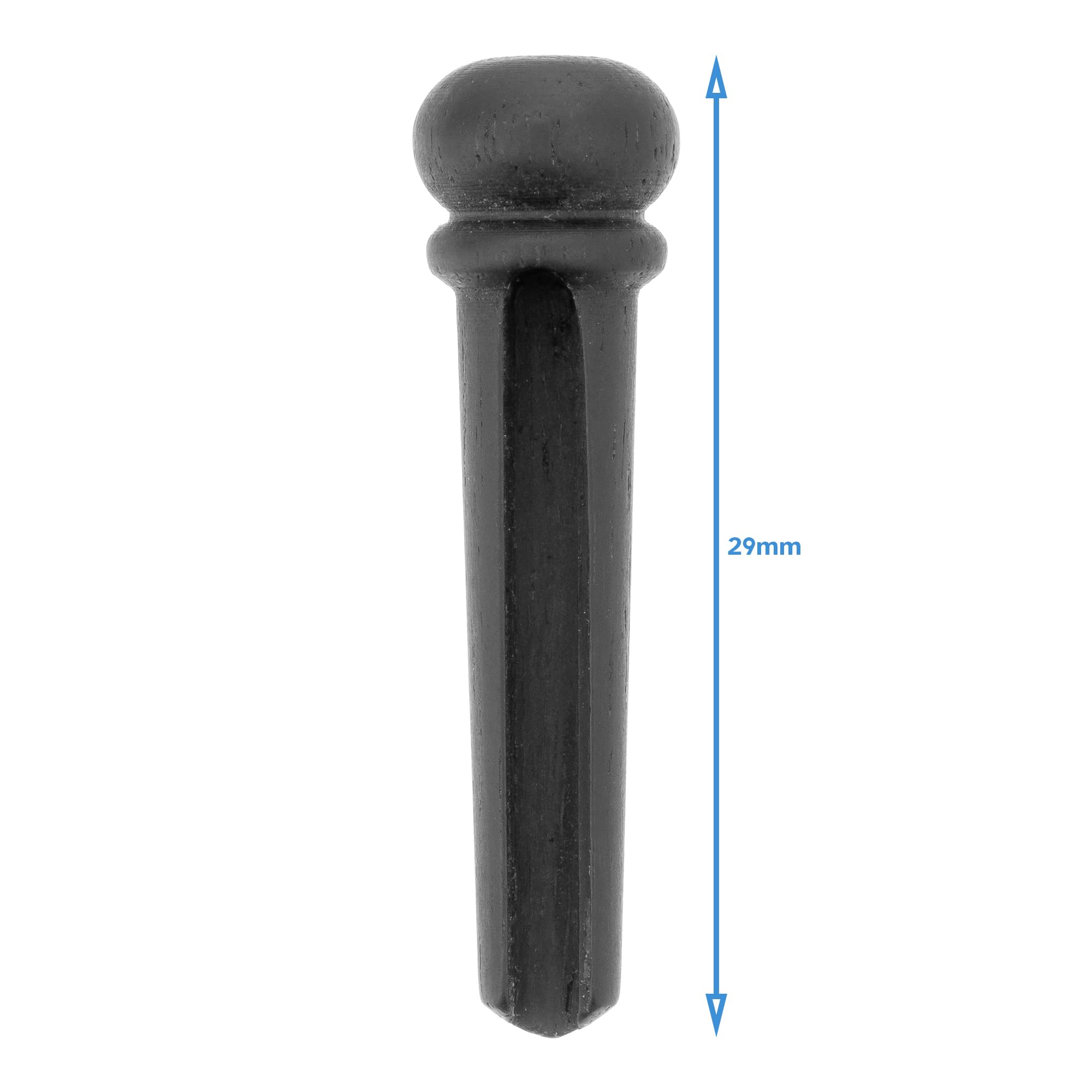 HALLMERS Set of 6 Solid Ebony Bridge Pins Replacement Parts - Designed for Enhanced Sound & Appearance in Acoustic Guitars (Slotted Design, 3-Degree Taper)