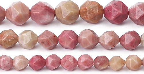 Miniatura 4 de Cuentas redondas de piedra de mármol de madera roja natural facetada 0.315 in 14.2 inStrand para la fabricación de joyas