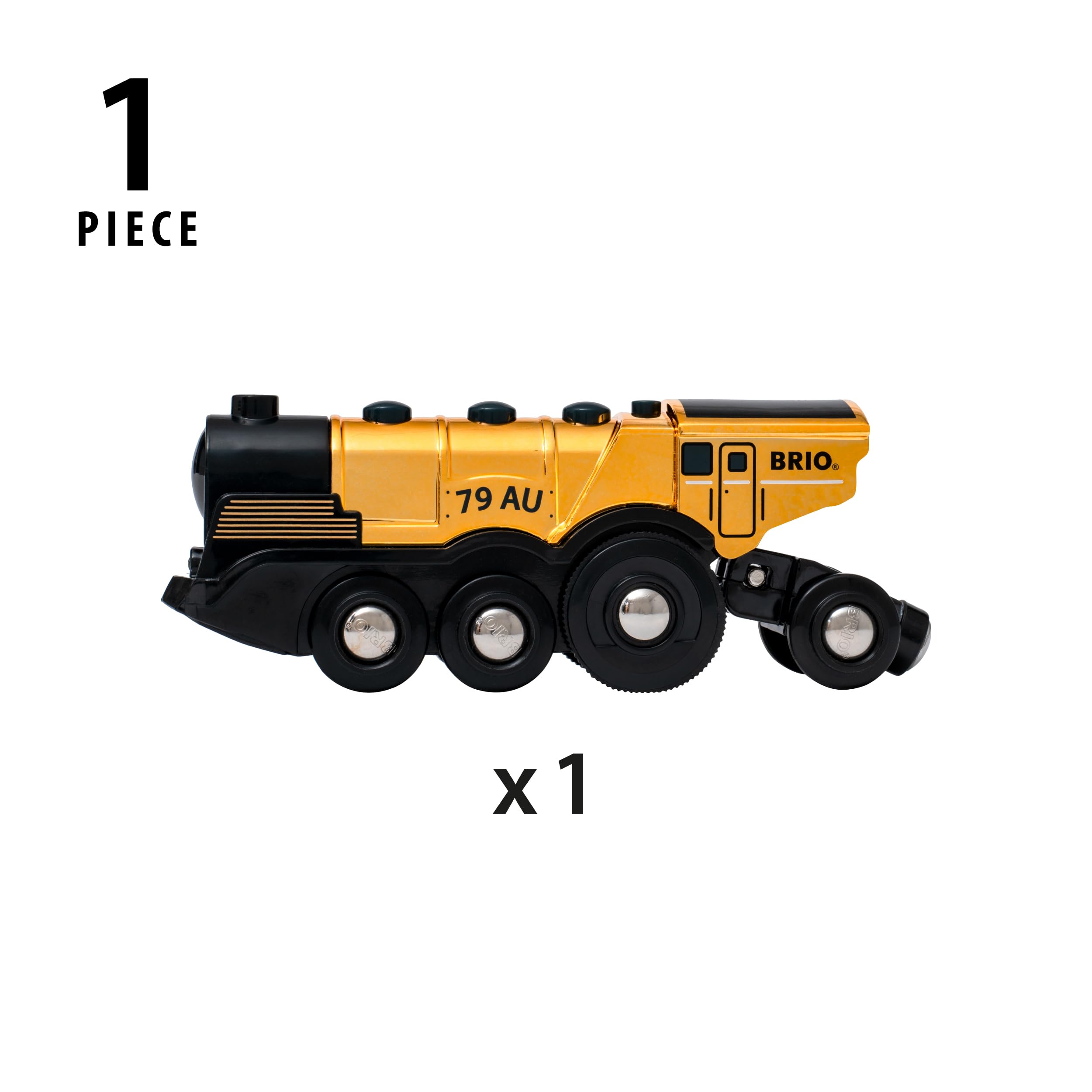 BRIO World 33630 Goldene Batterielok mit Licht und Sound - Mit Auskoppel-Funktion zur Nutzung als Schiebelok - Empfohlen ab 3 Jahren