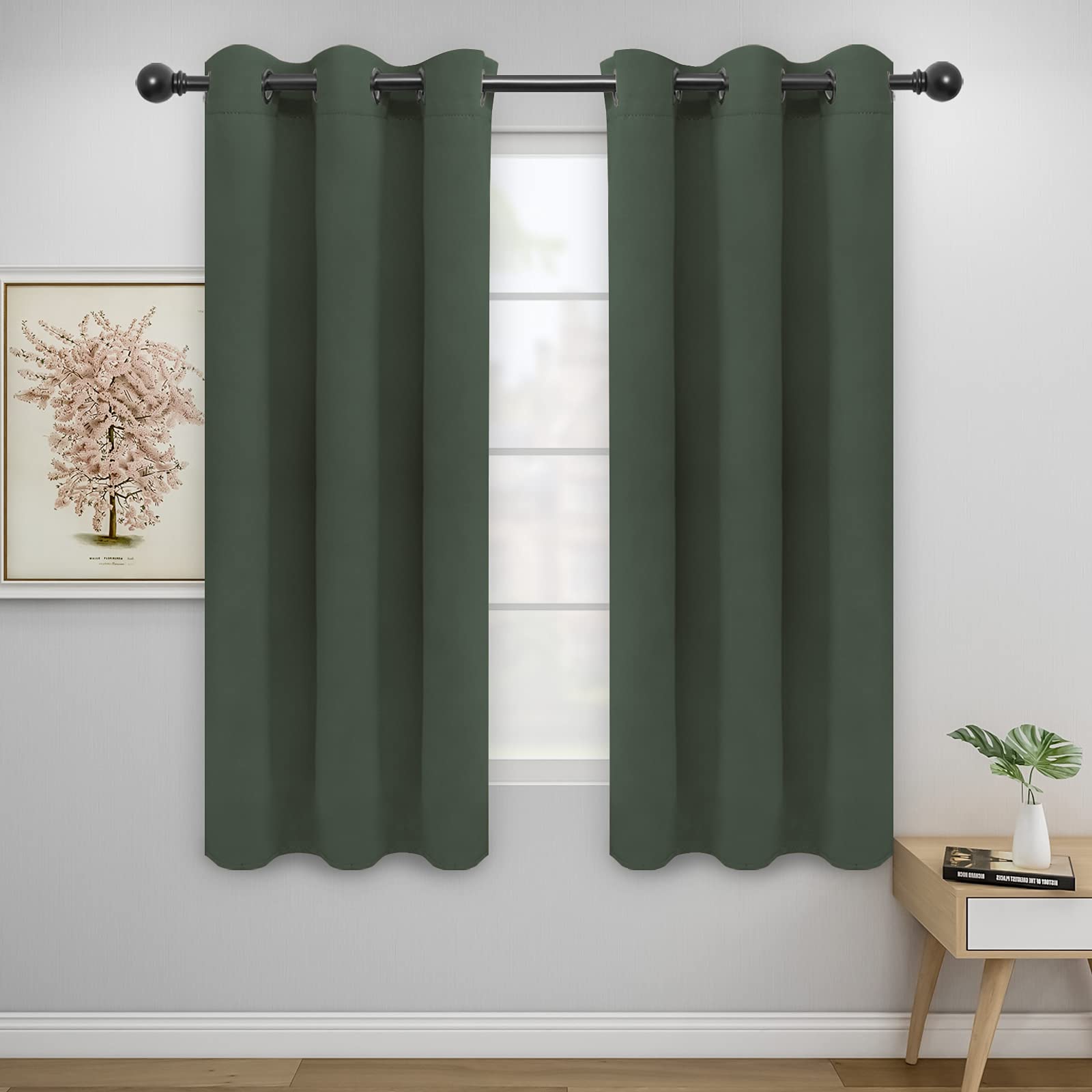 Easy-Going Blackout Curtains for Bedroom, Solid Thermal Insulated Grommet and Noise Reduction Window Drapes, Room Darkening Curtains for Living Room,