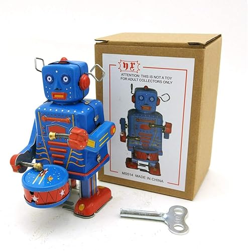Mecanismo Drumming Robot Wind Up Cartoon Toy Hojalata Vintage Juguete de la Infancia Memoria Antiguo Juguete Retro Clásico Clockwork Primavera para