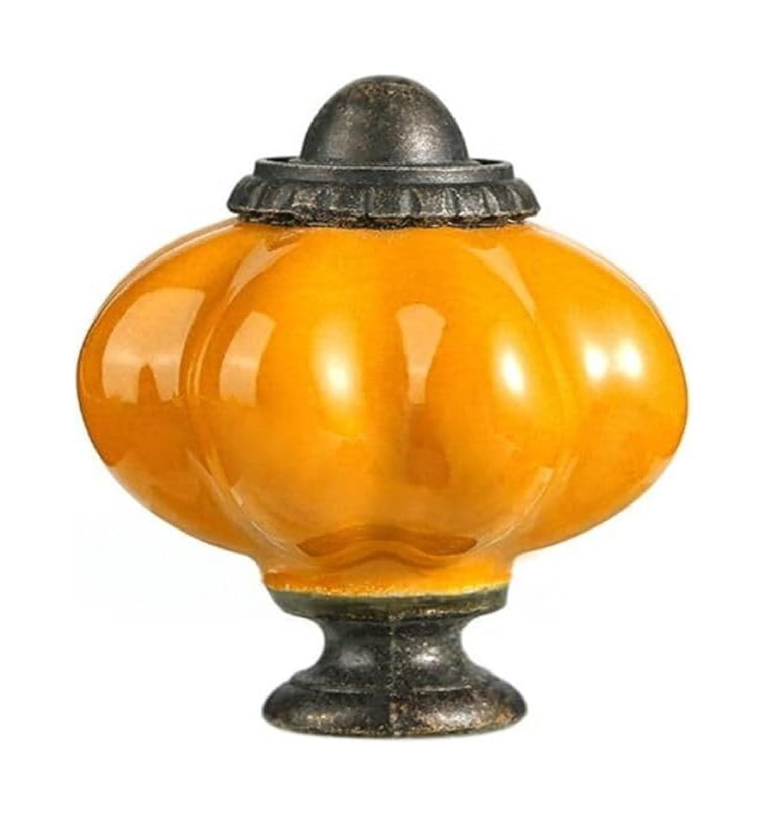 Opeximatun Style19 Drawer Knobs, Retro Single Hole Ceramic Pumpkin Handle Round Vintage Cabinet Knob European Style(Style19)
