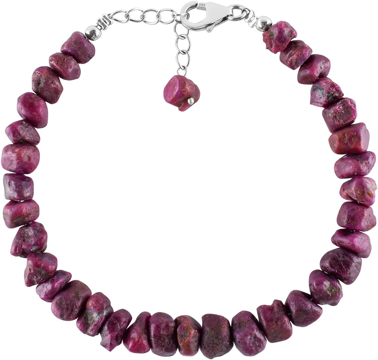 InfinityGemsArt Raw Ruby Bracelets For Women, July Birthstone Jewelry, Natural Gemstones Rough Dainty Bracelet Energy Crystals Rhodium Plated 925 Sterling Silver Chain 8 inch, Valentine's Day Gifts For Her - Image 6