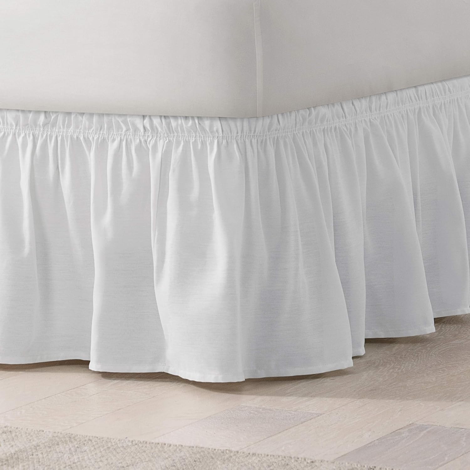 Gonna Letto Elasticizzata Mk Collection - Facile Da Montare, Morbida Microfibra, Adatta A Letti Singoli E Matrimoniali, Colore Bianco