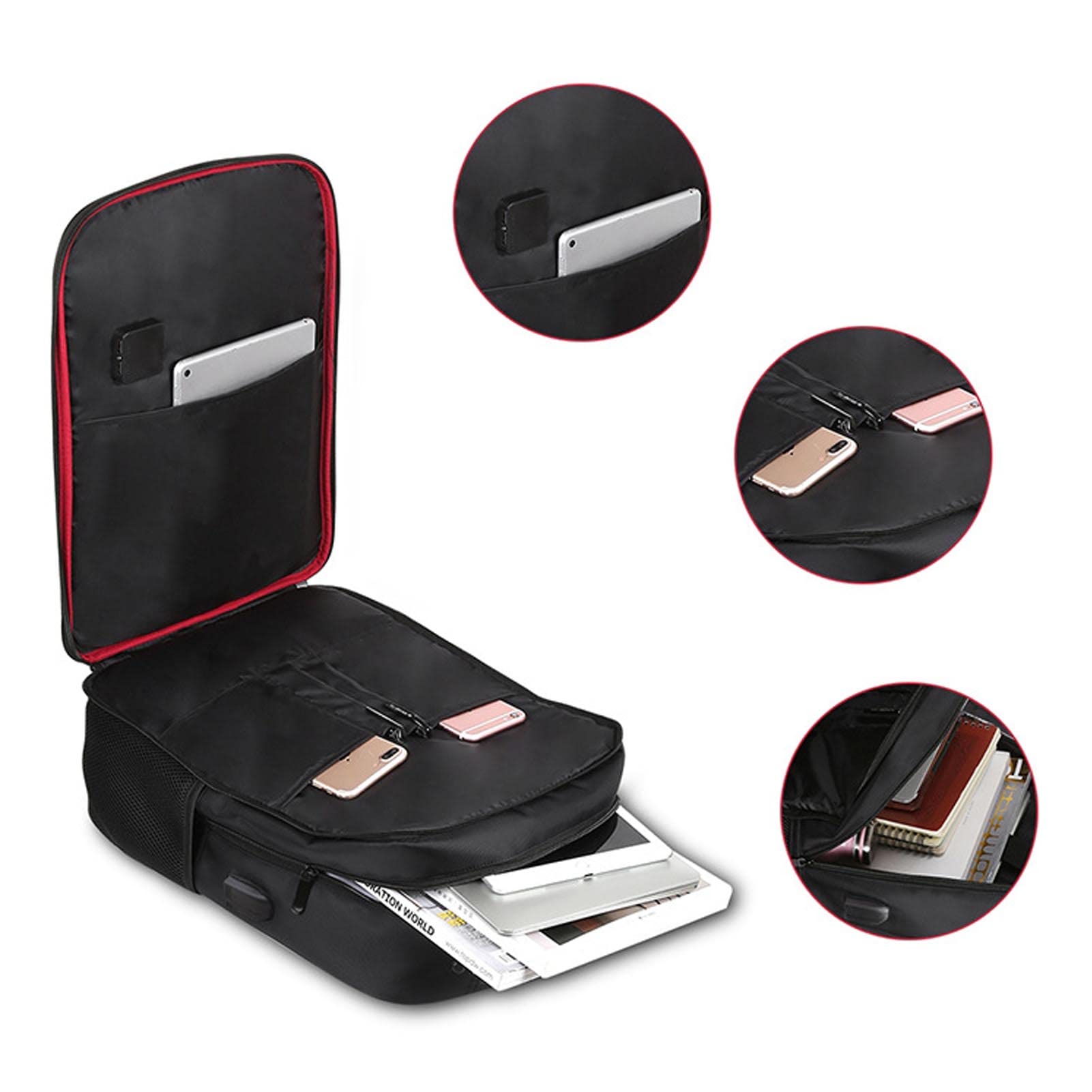 Zaino per laptop da viaggio, zaino intelligente da lavoro di grandi dimensioni da 14 W con maniglia e porta di ricarica USB, grande zaino universitario per uomini e donne