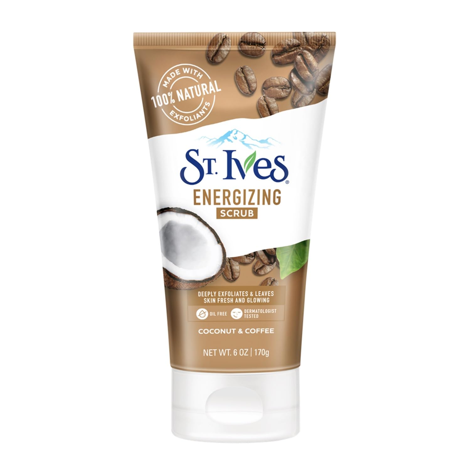St. Ives Energizing Coconut & Coffee Scrub with 100% Natural Exfoliants & Extracts| Exfoliating Face Scrub for Fresh & Glowing Skin| Dermatologically Tested for Men & Women| Paraben-Free| 170gm
