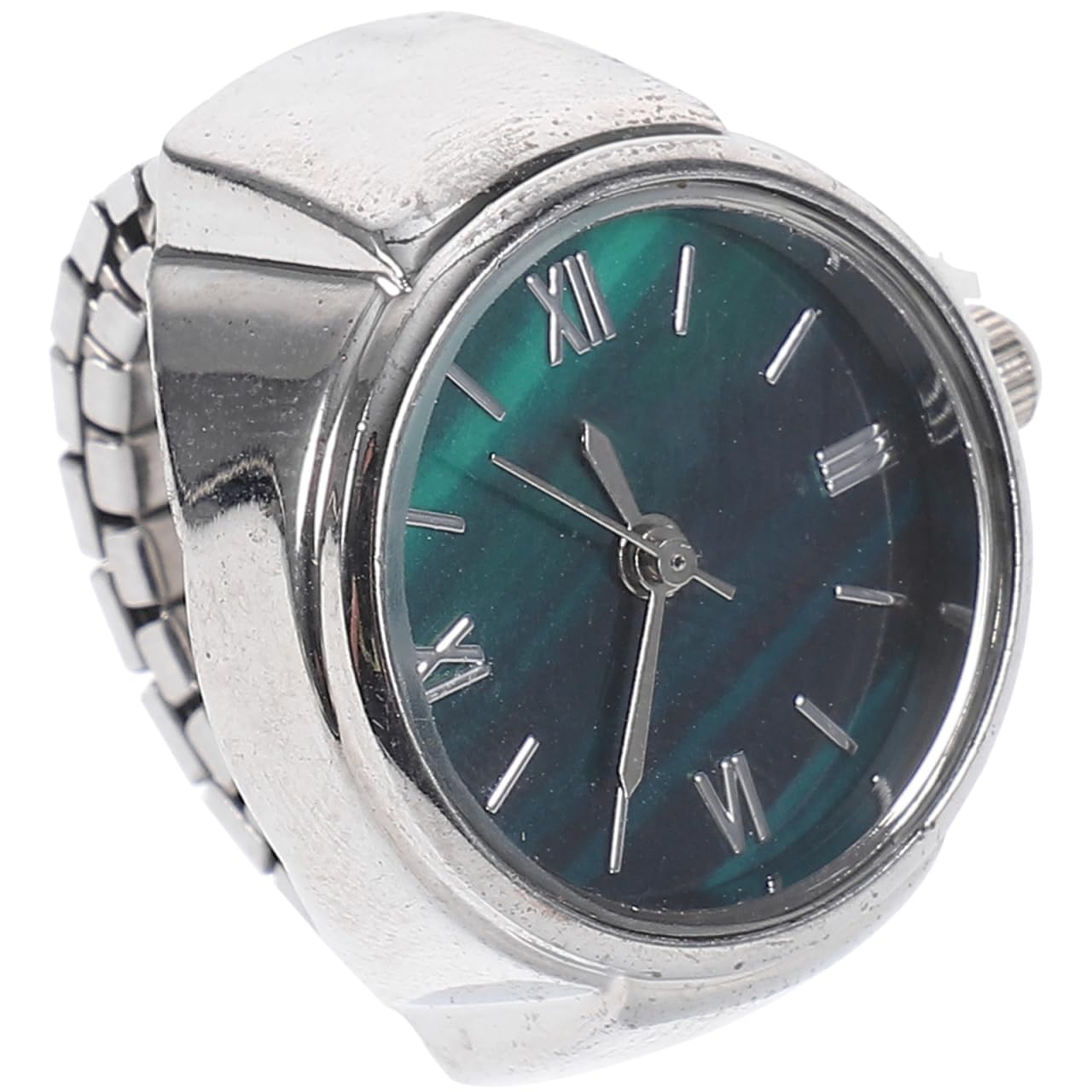 ibasenice Reloj de dedo digital anillo de reloj de moda reloj de anillo pulido con correa ajustable mini anillo reloj reloj anillo reloj anillo con números romanos reloj