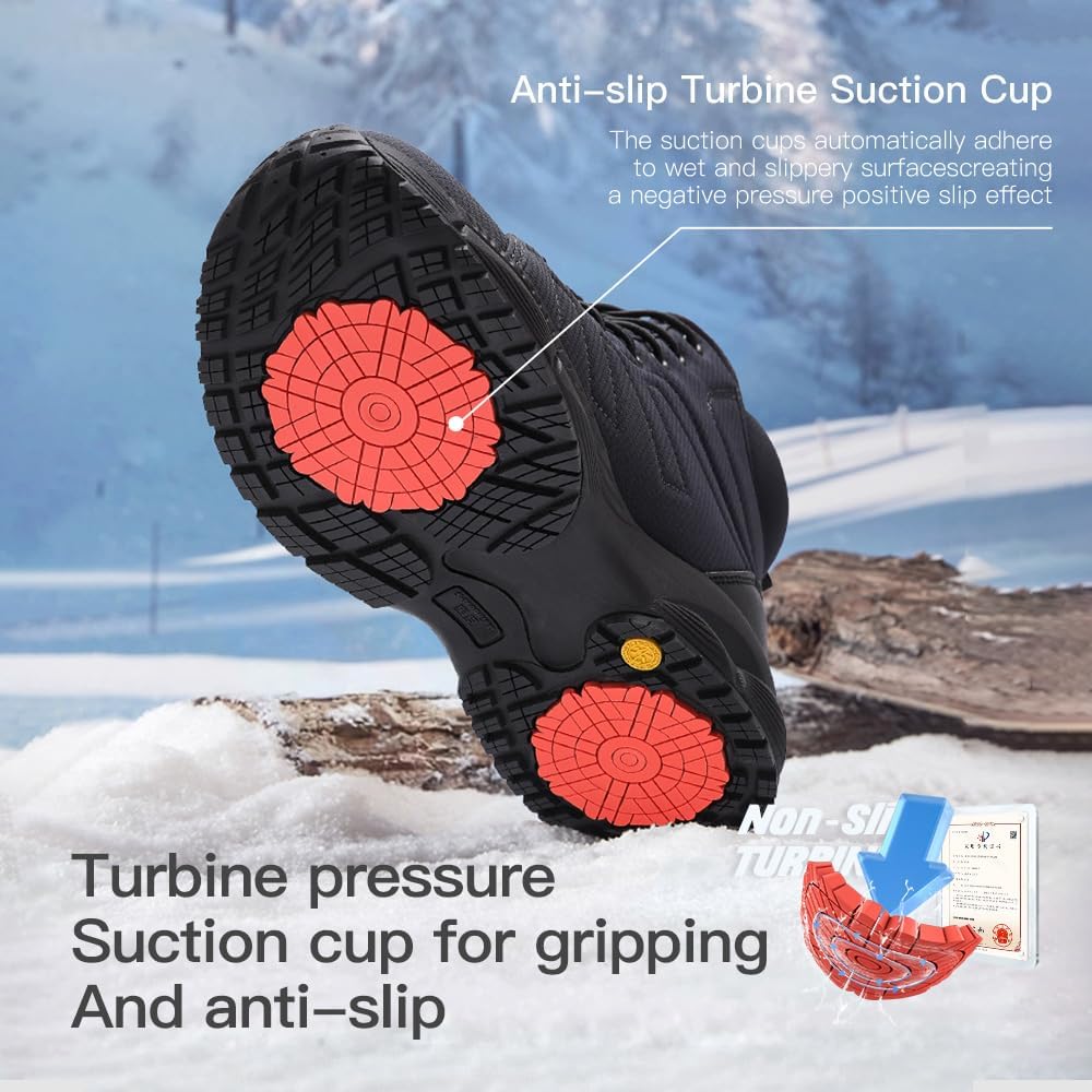 Women's Waterproof Snow Boots Winter Hiking Boots with Crystal Long-Pile Fur Lining | Non-Slip Turbine Grip Insoles | Ankle High Outdoor Boots for Trekking & Work