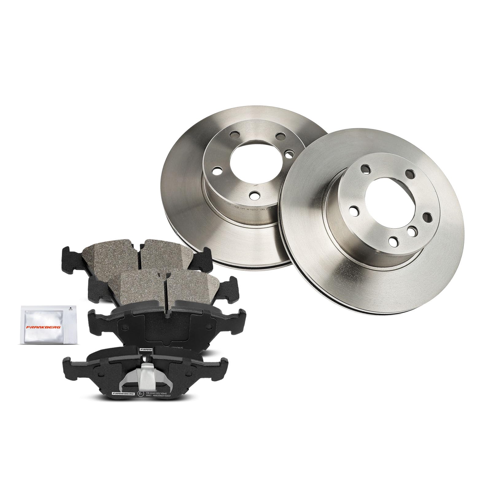 Frankberg 2 discos de freno + 4 pastillas de freno | Compatible con: Serie 5 E39, Serie 5 Touring E39