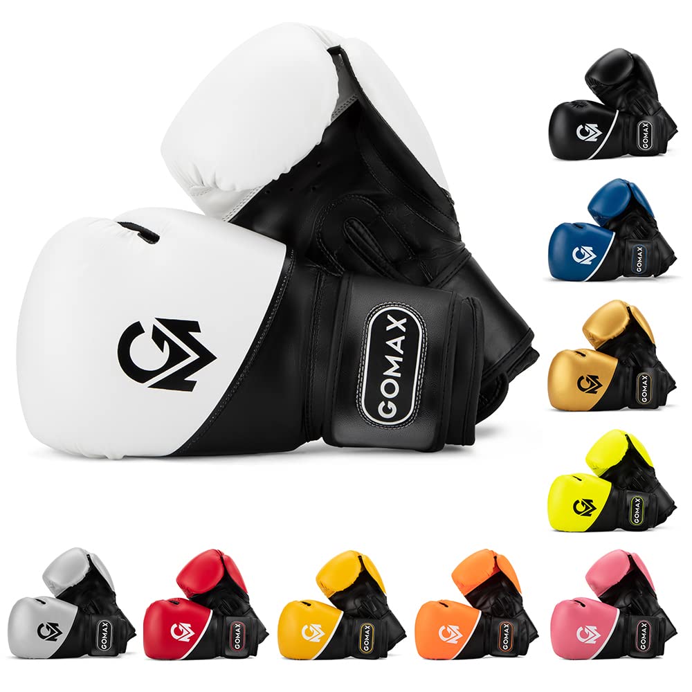 GoMax Leather Boxing Gloves 6,8,10,12,14,16 oz Boxing Gloves for Training Punching bag Sparring, Punching Boxing Bag Gloves Mitts Muay Thai Kickboxing MMA Martial Arts Workout Gloves