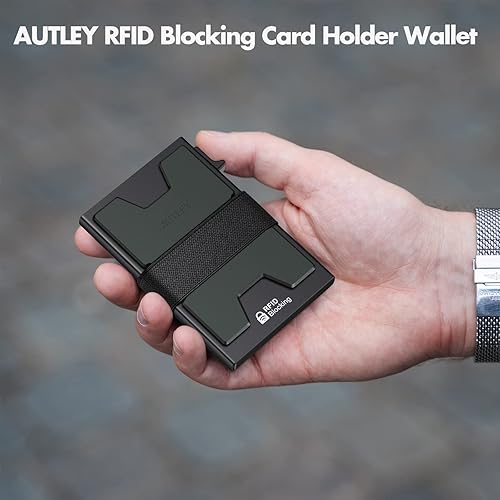 Miniatura 2 de AUTLEY Tarjetero delgado, cartera minimalista desplegable para hombres  bloqueo RFID, banda de efectivo, almacenamiento de más de 12 tarjetas