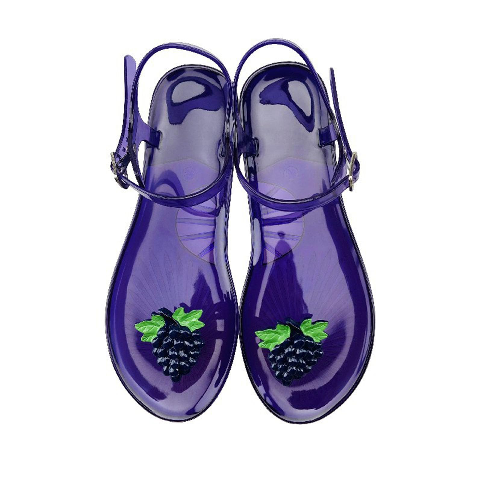 CPMBFDC Women's Transparent Fruit Jelly Flip Flops (Purple Grapes, 8.5)