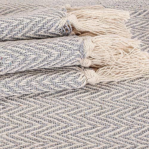 EHC katoenen handgeweven omkeerbare eenpersoonshoes voor fauteuils 125 x 150 cm - grijs - Image 5