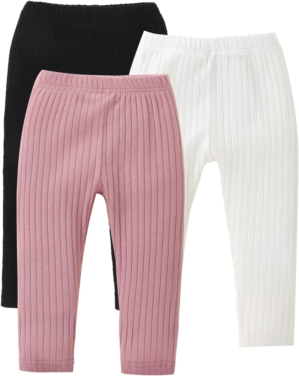 Baby Toddler Girls Boys Leggings Solid Color Elastic Waist Vertical Pattern Unisex Baby Pants 0-18 Months - Image 6