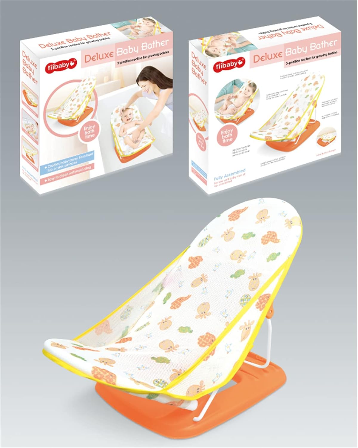 Foldable Baby Bath Seat 3 Reclining Position Adjustable