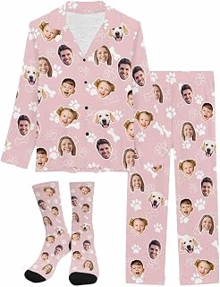 Personalized Pajamas with Photo Custom Funny Face Matching Dog and Owner Pajamas Birthday Gifts for Couple Family