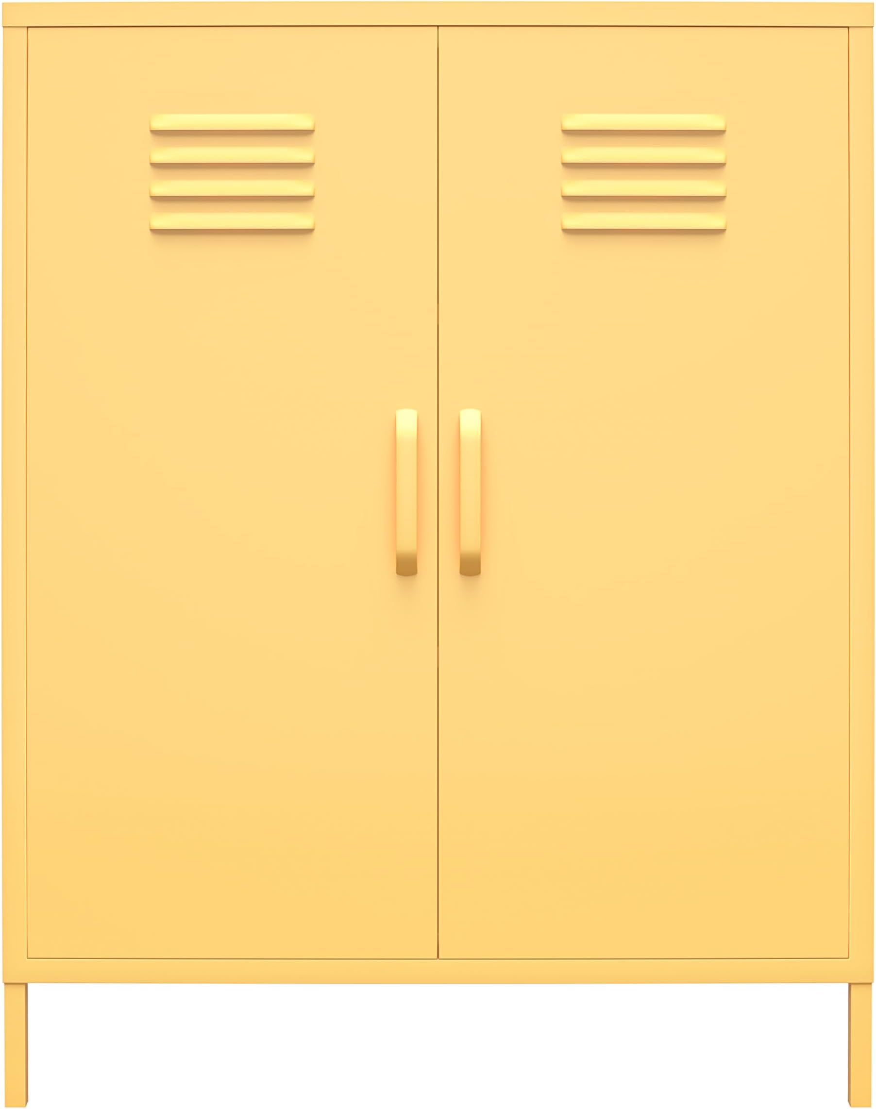 Cache 2 Door Metal Locker Style Storage Accent Cabinet, Yellow