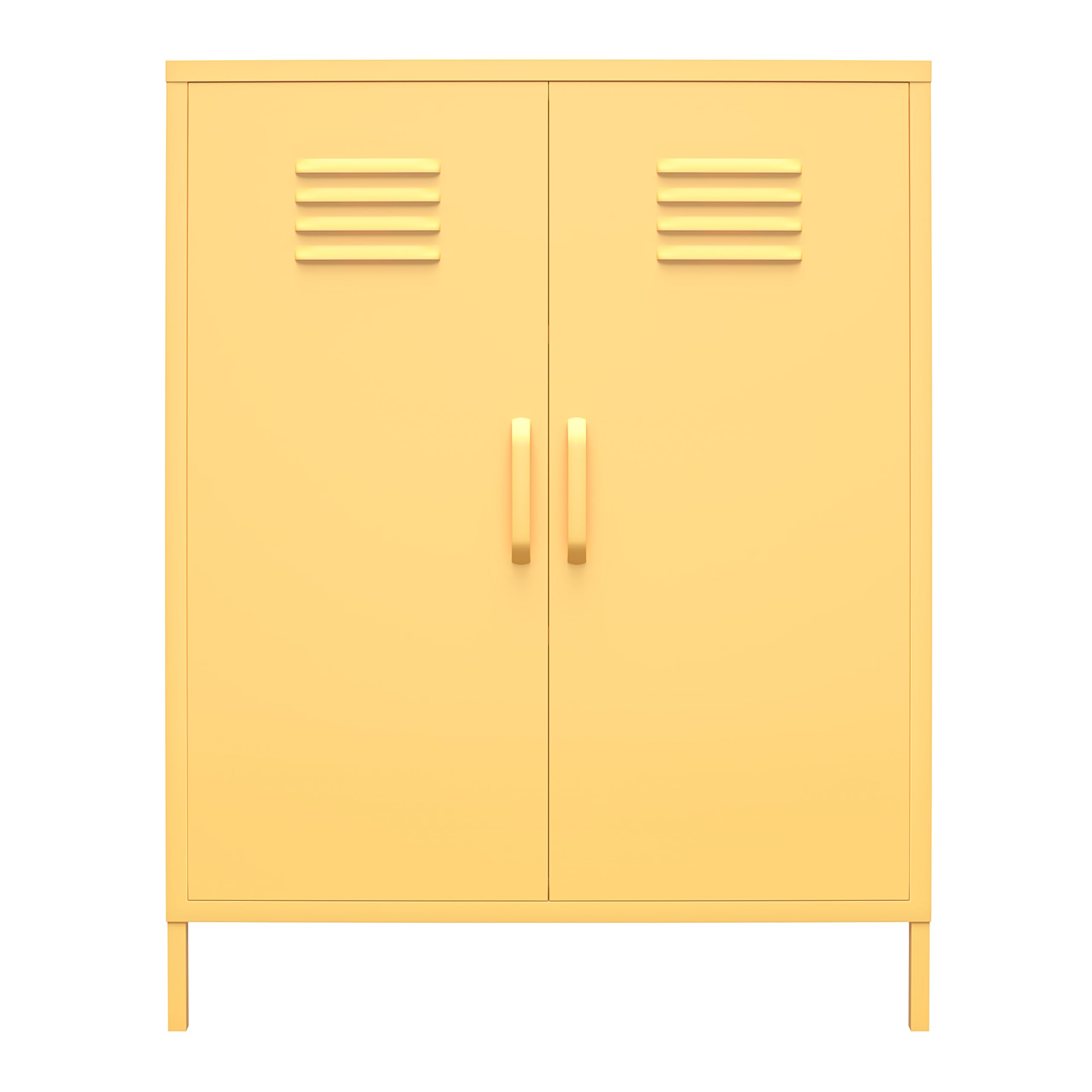 Cache 2 Door Metal Locker Style Storage Accent Cabinet, Yellow