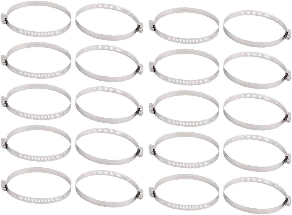 New Lon0167 100mm to Featured 120mm Dia Range reliable efficacy Metal German Type Hose Clamp Hoop Silver Tone 20pcs(id:fcf 02 a1 6d7)