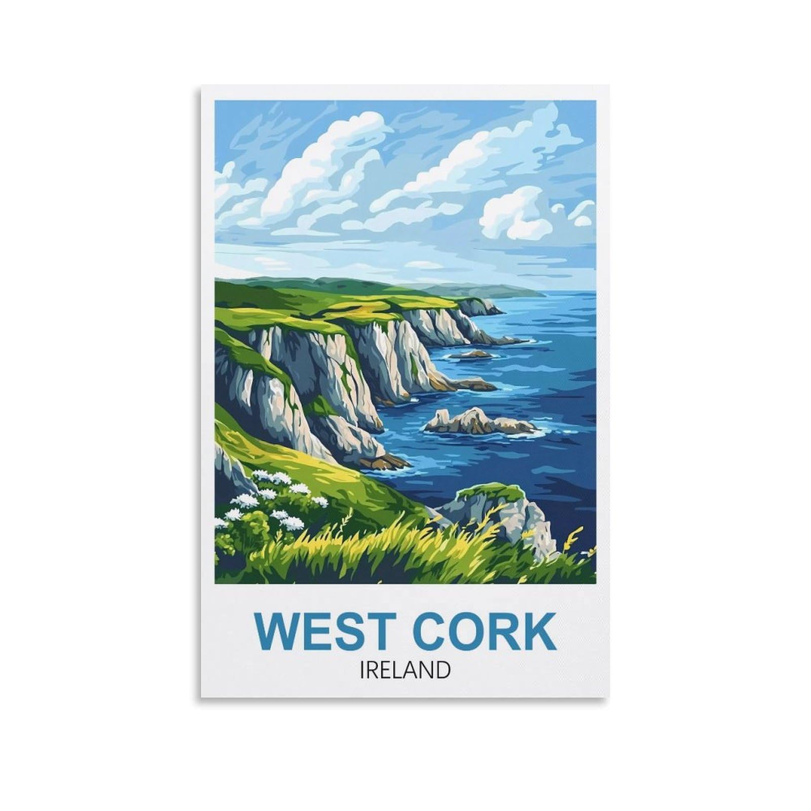 EZMLFA 5D Diamond Art Kits for Beginner,West Cork Ireland,Diamond Picture Art for Beginner, DIY Gem Cross Stitch Creative Gift Home Wall Decor 40x50cm