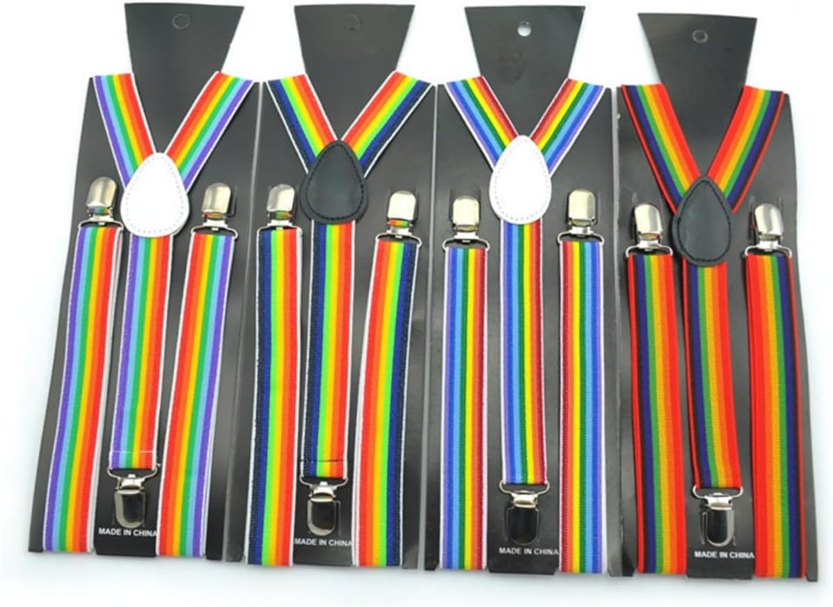 Holibanna 2pcs Rainbow Stripe Overalls Set Suspenders Bow Tie Set Party Tie for Men Fashion