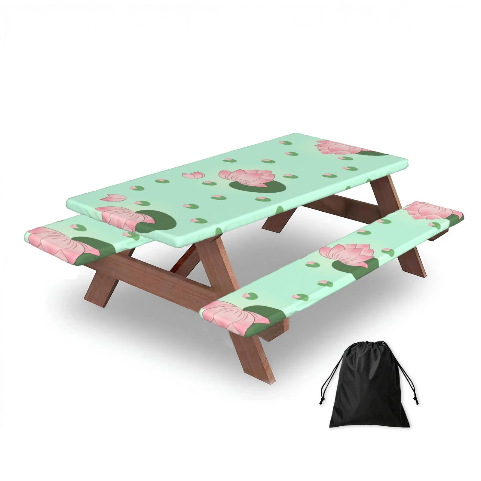 Zqytgfdc Black Lotus Flowers Waiting To Bloom Rectangular Water-Repellent Picnic Tablecloths, Outdoor Camping, Picnic, Bbq