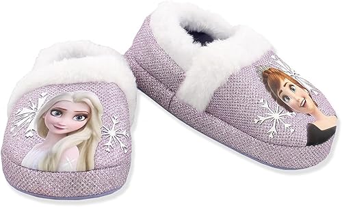 Disney Frozen 2 Elsa Anna - Pantuflas de felpa para niñas pequeñas