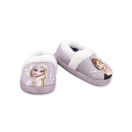 Disney Frozen 2 Elsa Anna Girls Toddler Plush A-Line Slippers (Purple, 11-12 M US Little Kid)