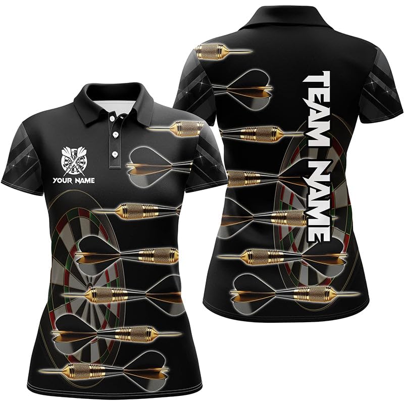 Personalisierte Gold-Schwarz Darts Pfeile 3D Gedruckte Herren & Damen Dartshirts Individuelle Einzigartige Dart Team Trikots T1539