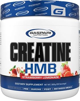 Gaspari Nutrition Creatine HMB, Micronized Creatine Monohydrate and HMB Delivers Strength, Muscle Protection, and Training Performance 30 Servings, Strawberry Lemonade