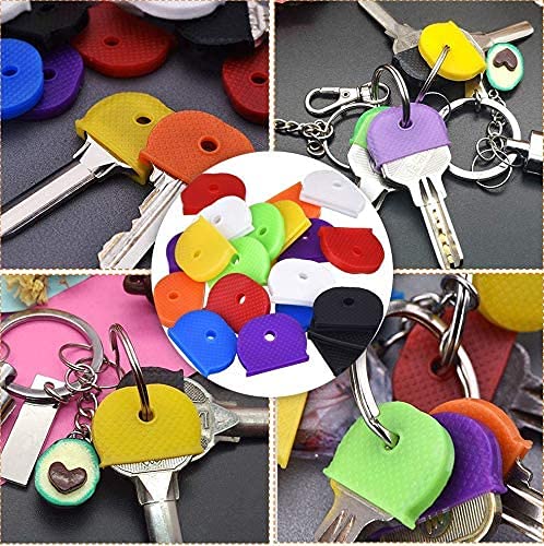 32 Cappucci Per Chiavi Colorati In Gomma - Copricapo Identificativi Per Anelli Portachiavi, Assortiti 8 Colori, Per Casa Ufficio Hotel