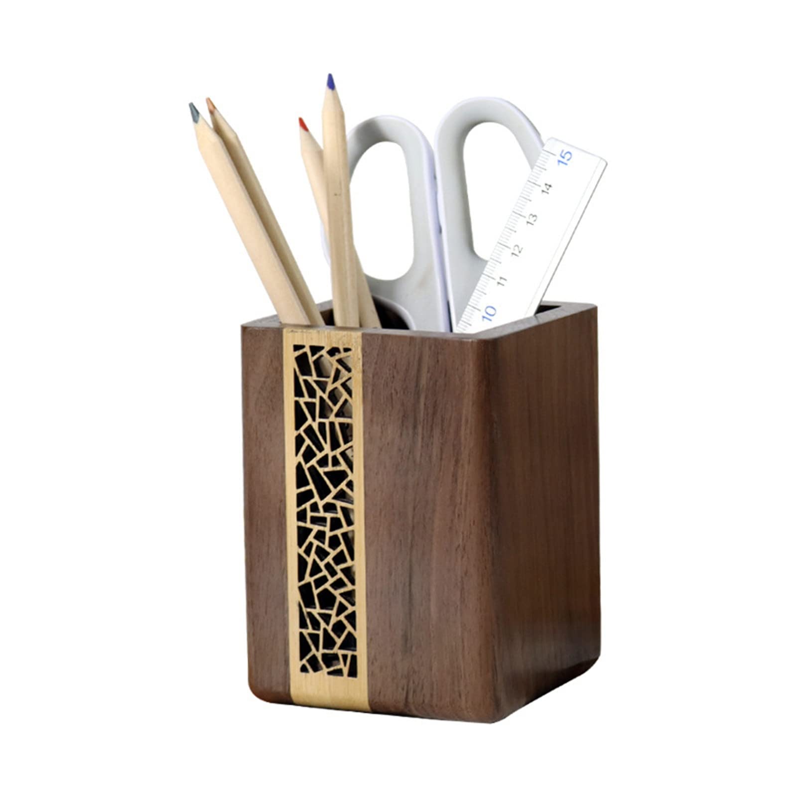 Portalápices de Madera, portalápices, Organizador de Maquillaje y brochas para Oficina, Escuela, hogar, 11 x 8 x 8 cm, marrón (marrón 11 x 8 x 8 cm)