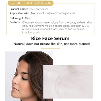 AICHUN BEAUTY Face Serum Natural Rice Extract Hydrate Moisturizing Anti-Acne Anti-Oxidation Refine Wrinkles 40ml/1.35fl.oz