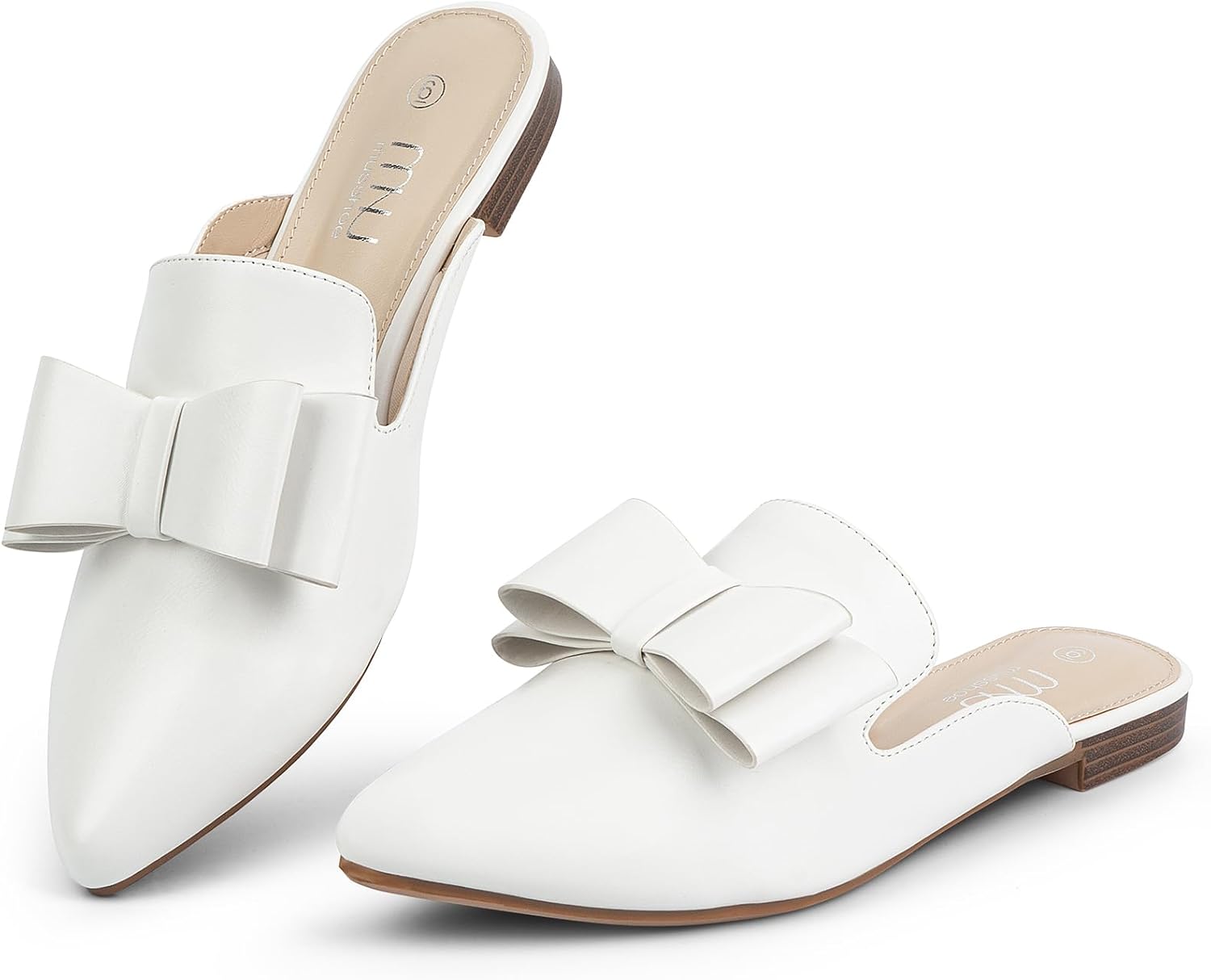 MUSSHOE Mules for Women Flats Comfortable Pointed Toe Slip on Women Mules Flats...