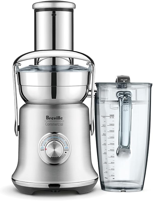 Commercial CJE830BSS Juice Fountain XL Pro Brushed Stainless Steel | Commercial centrifugal fruit and vegetable juicer with speed selection dial to maximize juice yield and 70 oz jug