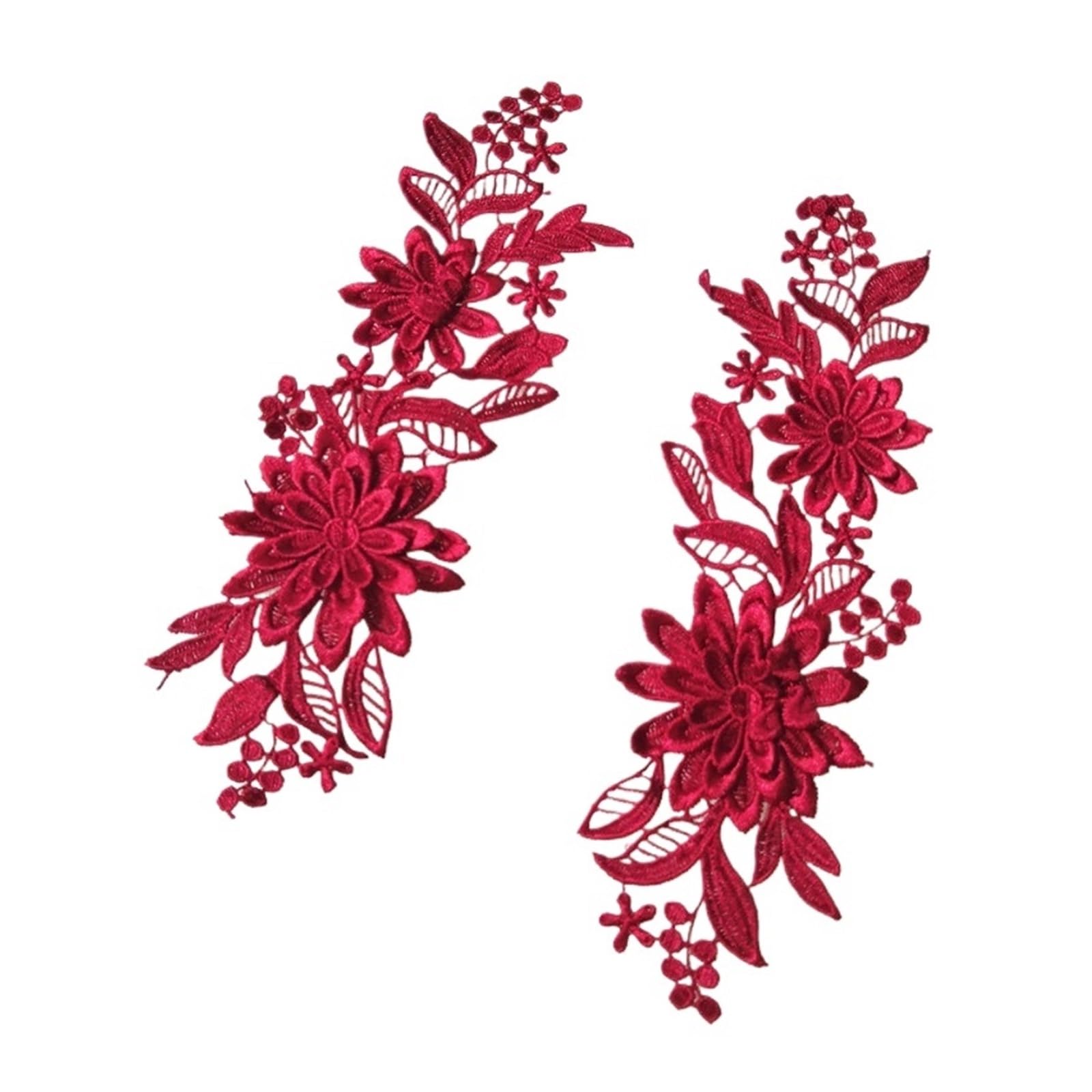 Dentelle brodée 3D bordeaux pour couture et mercerie créative DIY