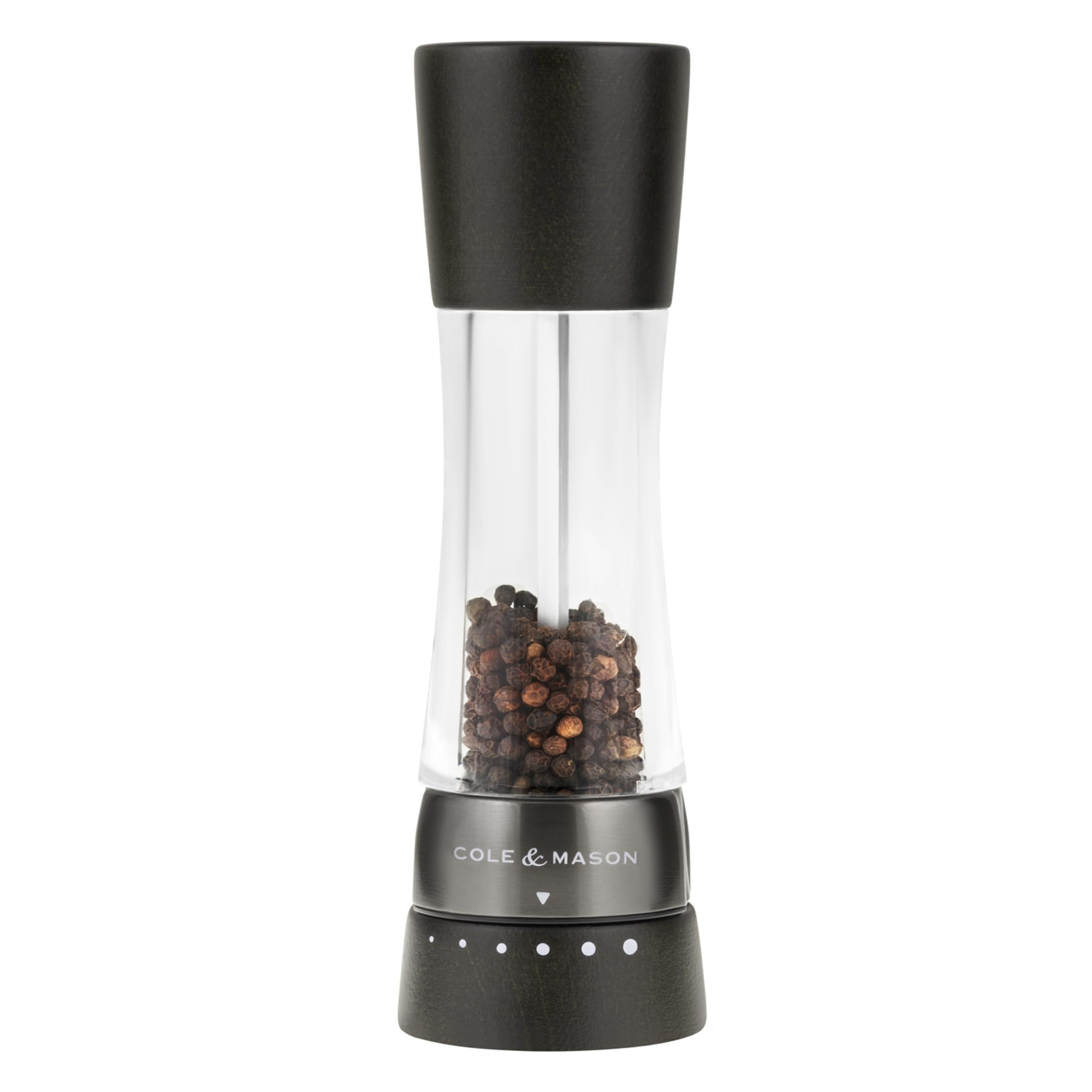 Cole &amp; Mason Derwent Pepper Mill - Gourmet Precision Pepper Grinder - Refillable Seasoning and Spice Tools - Adjustable Black Peppercorn Grinder Settings - Black Wood