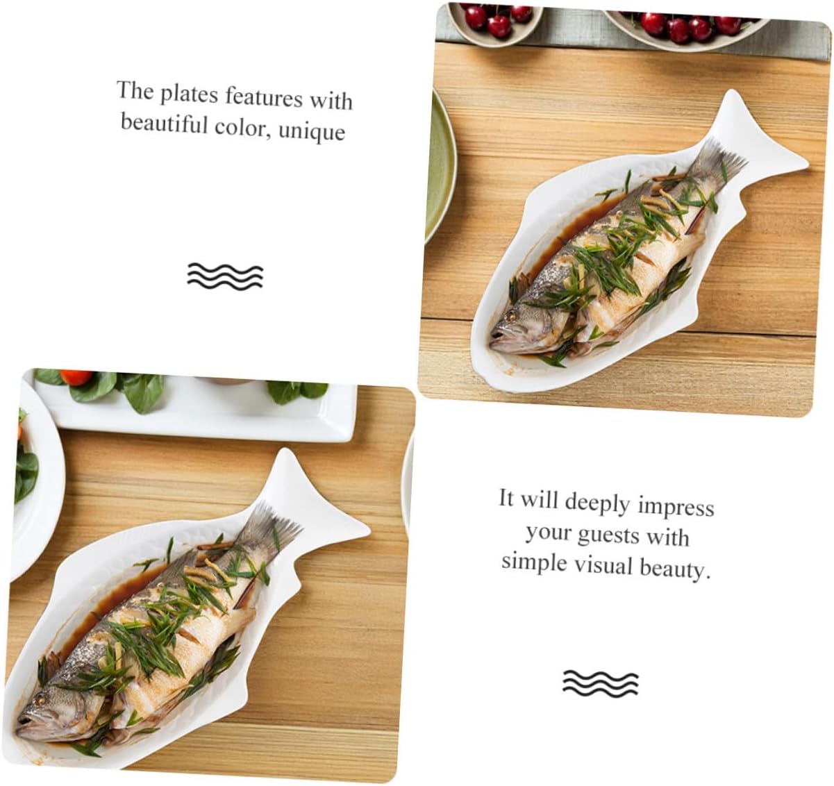 OSALADI Fish Shaped Plate Salad Bowl Dessert Bowl Seasoning Serving Bowls Appetizer Bowls Mixing Bowls for Home Restaurant Buffet White