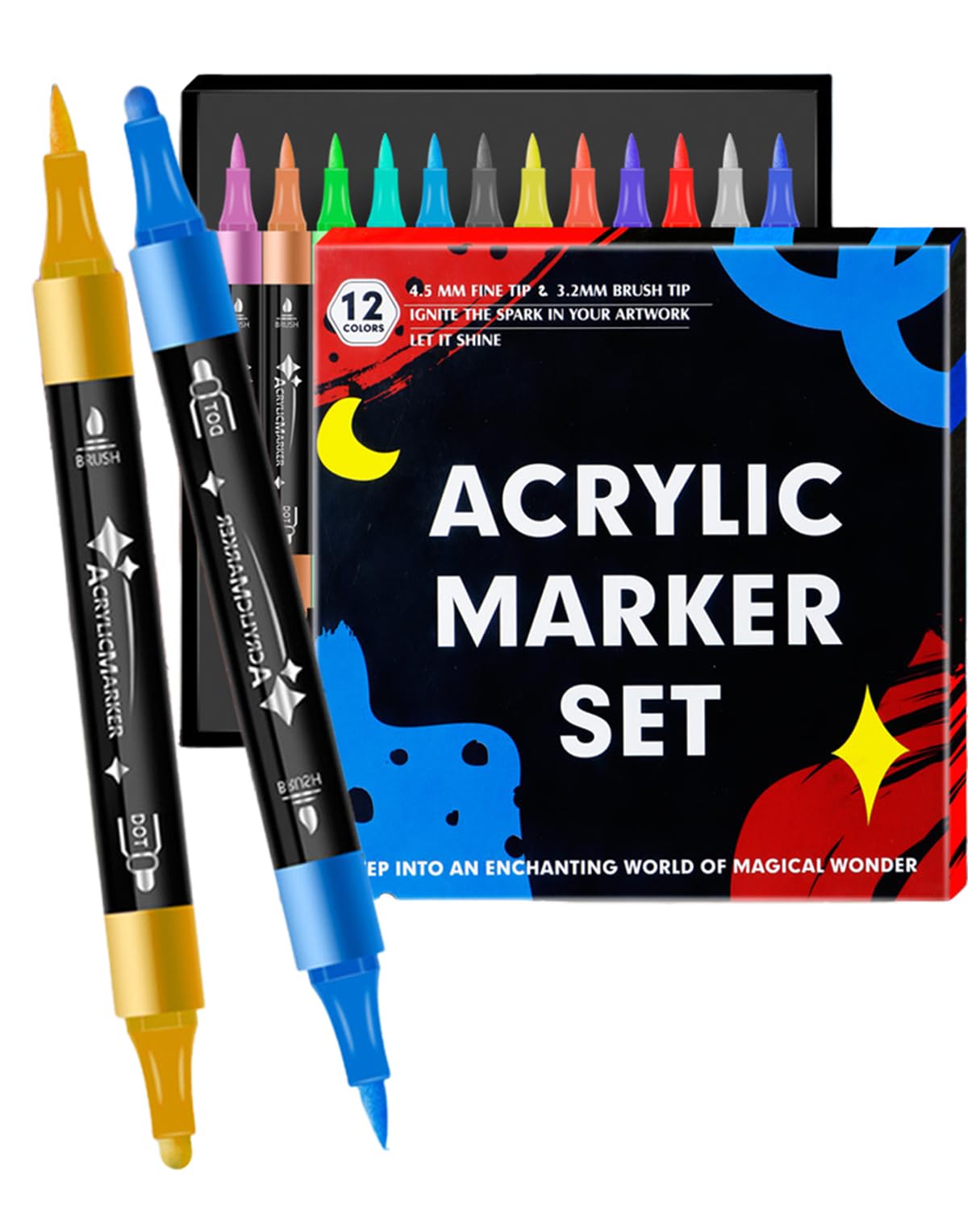 Amazon | TOMSING 12色セット ダブルペン先 アクリルマーカーペン