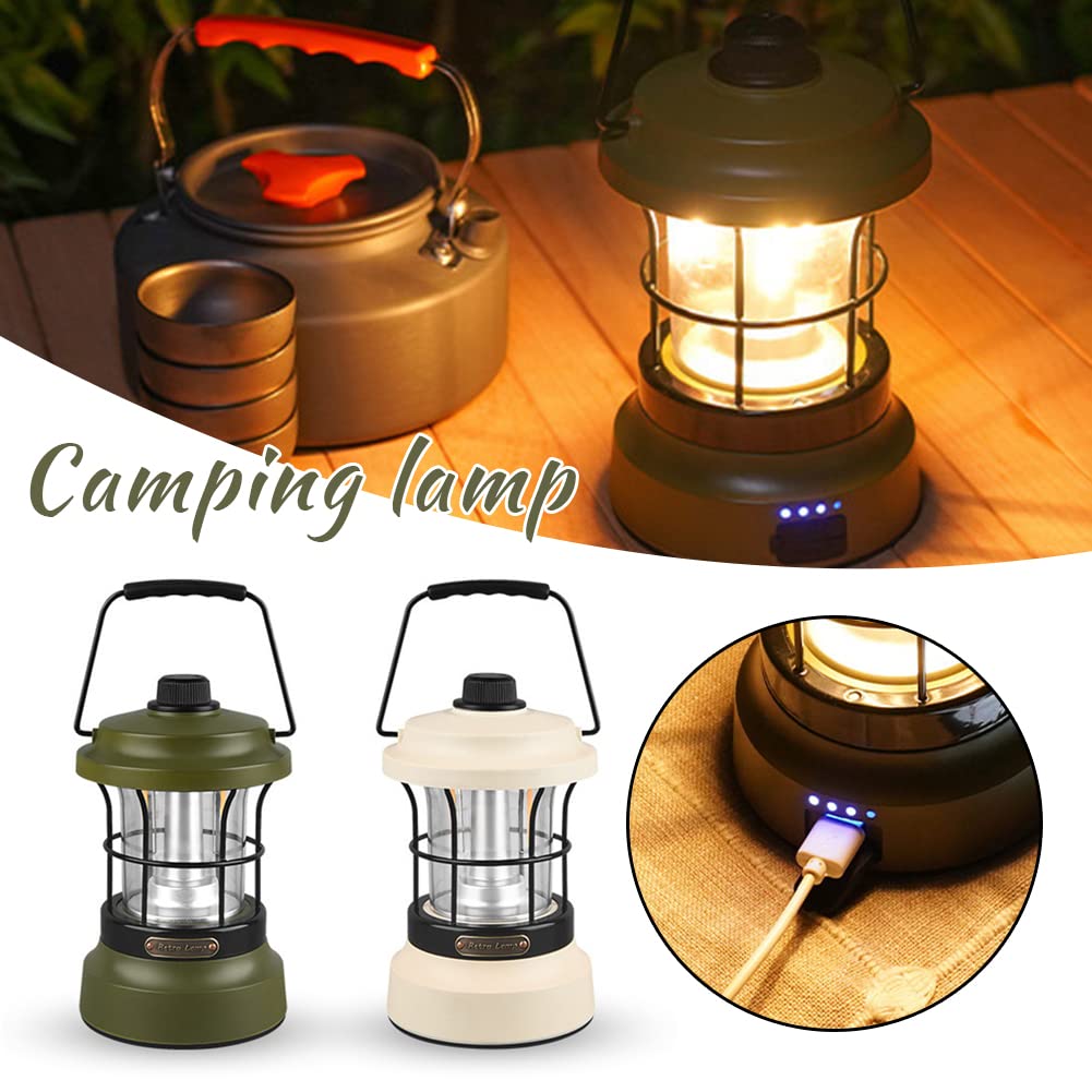 Latarnia kempingowa w stylu retro, z uchwytem, ładowalna, wodoodporna, do użytku na zewnątrz, wisząca lampa namiotowa, na wędkowanie, kemping, latarnie na przerwy w dostawie prądu, C