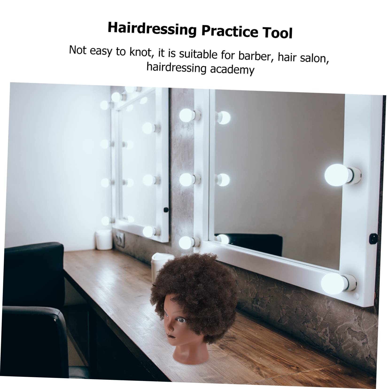 PartyKindom 1Pc African Head Mannequin Training Head for Hair Styling and Braiding Practice Realistic Black Hair Texture Durable Cosmetology Practice Tool for Students and Professionals