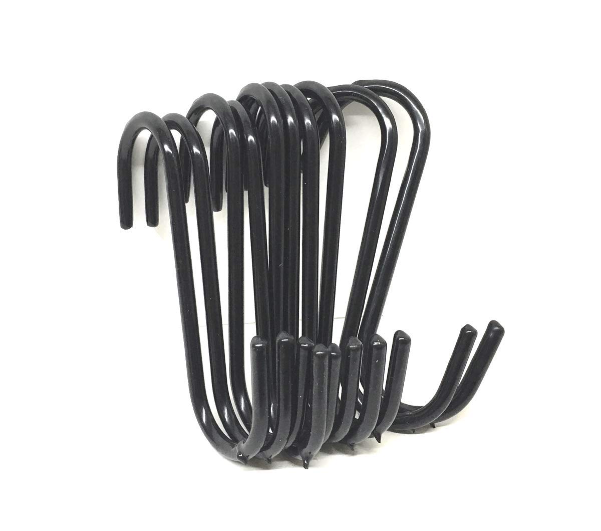UI PRO TOOLS Set of 10 pc S Shape Utility Hook Set, Vinyl Coated or Chromed Wire (Black Vinyl)