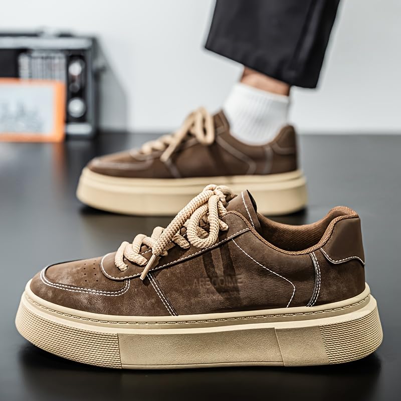 Men's Elegant Low-top Casual Shoes - Thick Sole, Solid Color Fabric, Soft and Slip-Resistant Sole3