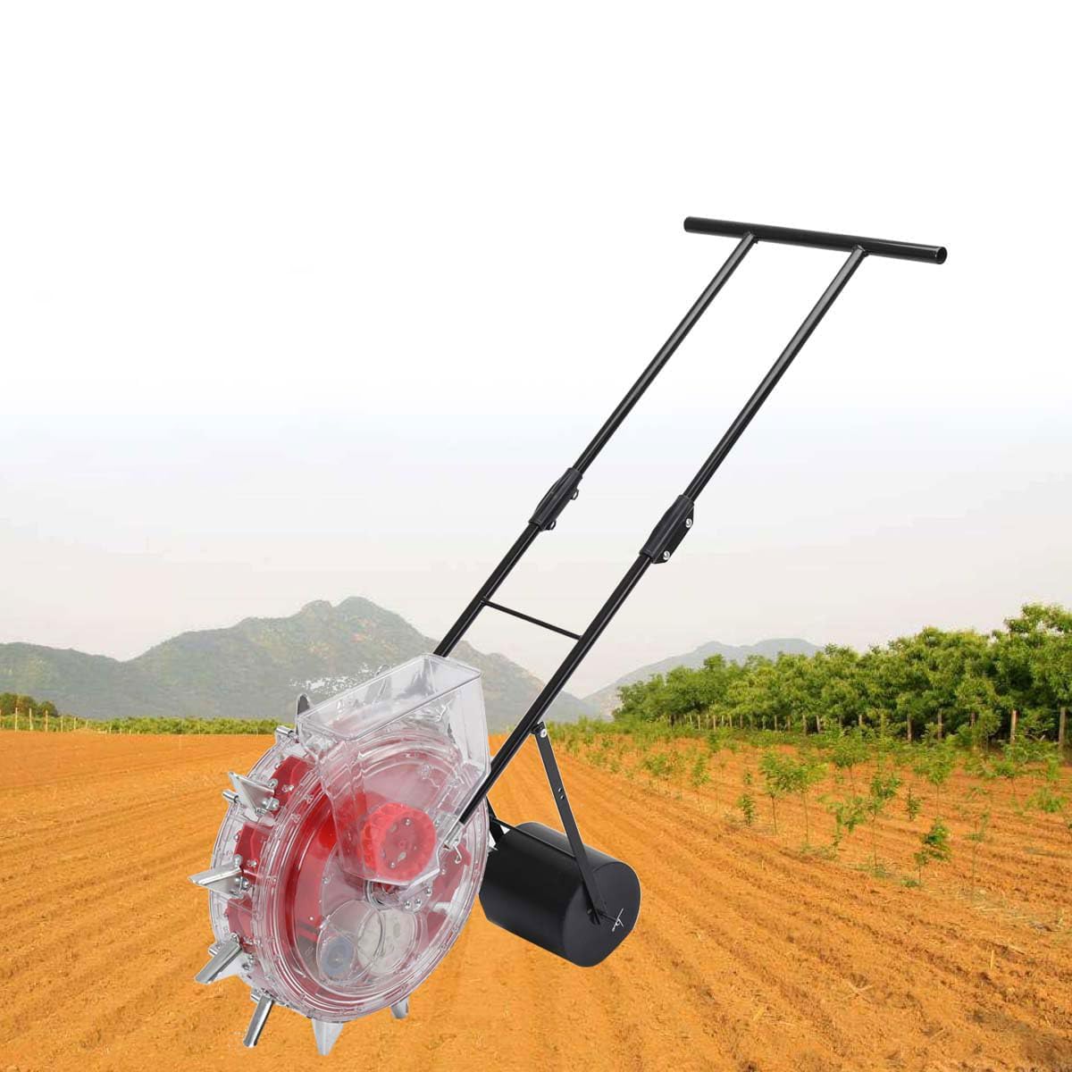 Seminatrice Manuale Seminatrice da Giardino a Spinta Manuale Seminatrice a rulli e applicatore di Fertilizzante, Seminatrice precisione a 12 becchi per piantatrice Fagioli Mais di Arachidi