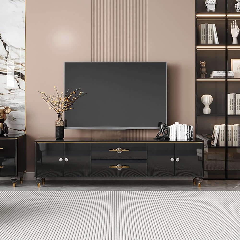 Mobile TV 200cm Console Legno Massello Vintage, Hub Intrattenimento Nero Rustico, Mobile Deposito per Alberghi & Agriturismi Console multimediale