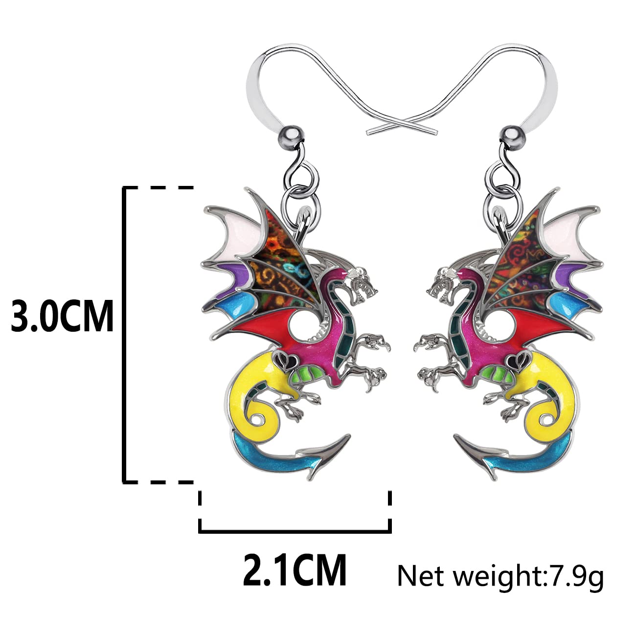 NEWEI Fantasía Pendientes Dragón Dangle Unique Dragon Joyería para Mujeres Niñas
