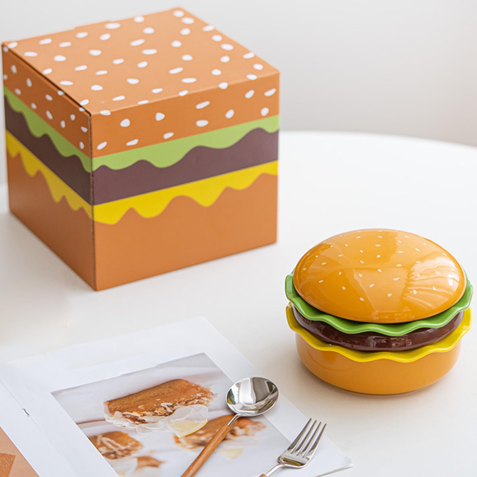 Set hamburger impilabili Stoviglie in ceramica impilabili per microonde | Set e Stoviglie da Portata per Cibo, Snack, Dessert, Pasto, Casa, Cucina, Ristorante, Campeggio, Barbecue, Festa