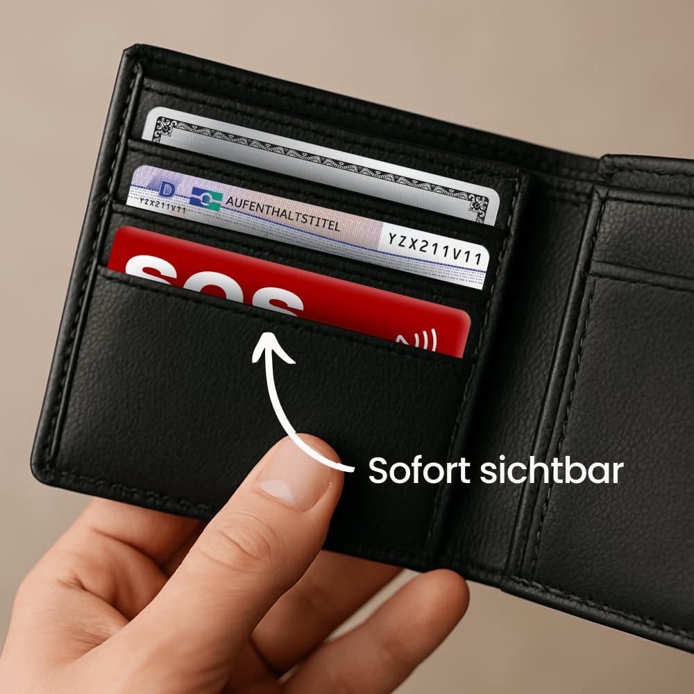 SOS Notfallkarte mit Notfallprofil – NFC & QR Code – deutsche HelpMee® Marke – Für Senioren, Sportler, Urlaub, Ausflüge – weltweit abrufbare Infos mit allen Smartphones