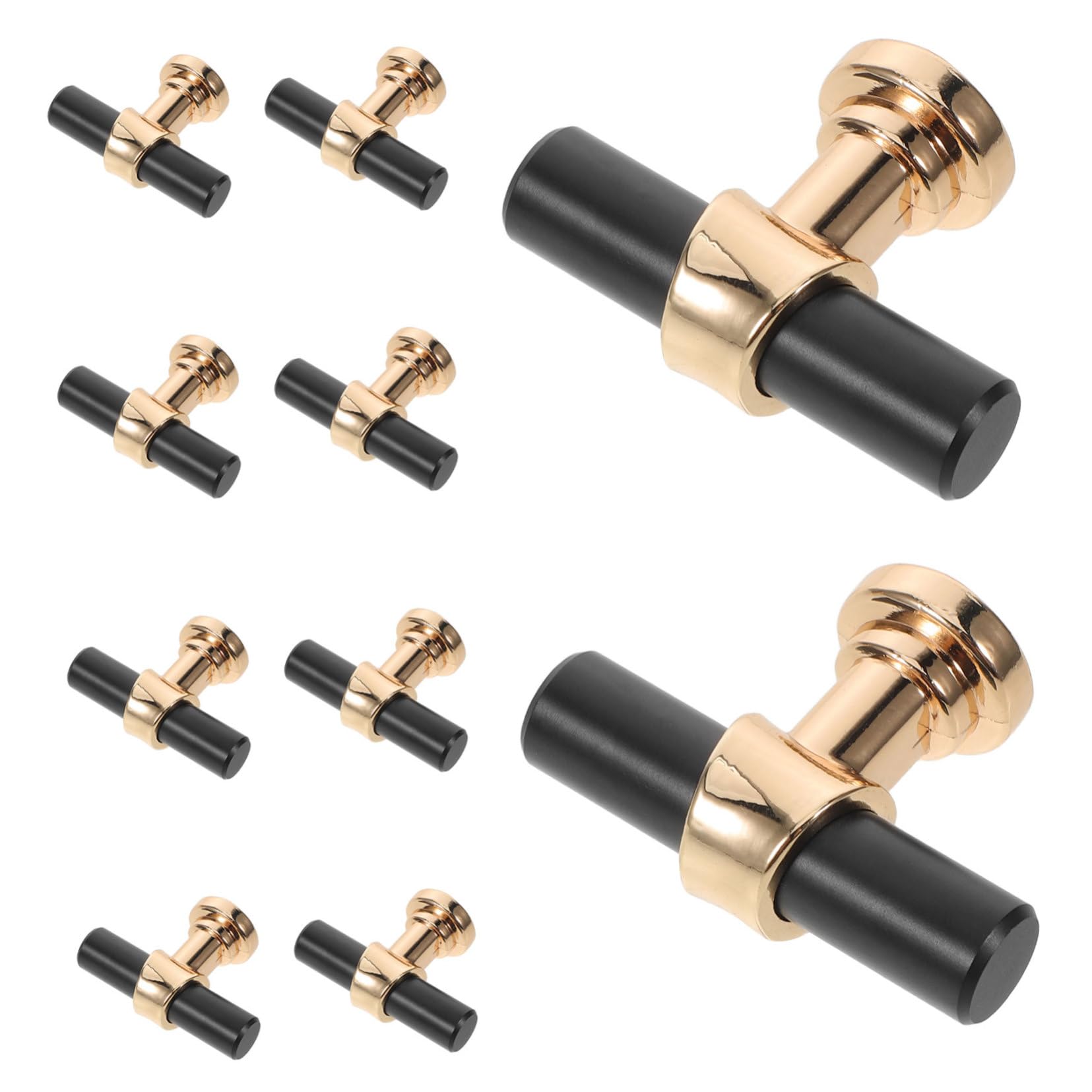 Uonlytech 10 Stück Gerändelte Schrankknöpfe Schwarz Gold, Einloch